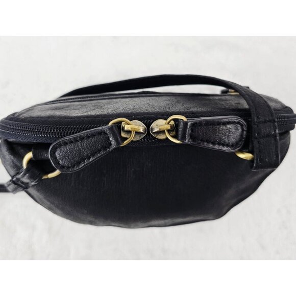 GREAT AMERICAN LEATHERWORKS Black Nubuck Leather Crossbody Organizer Bag - Picture 9 of 14